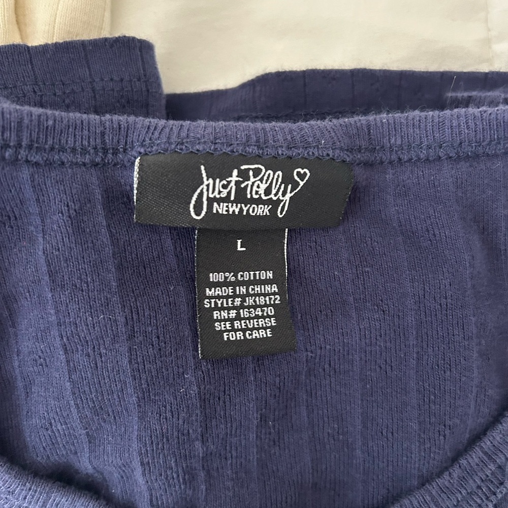 Cream and Navy Ribbed Button-Up Tops - Picture 7 of 8